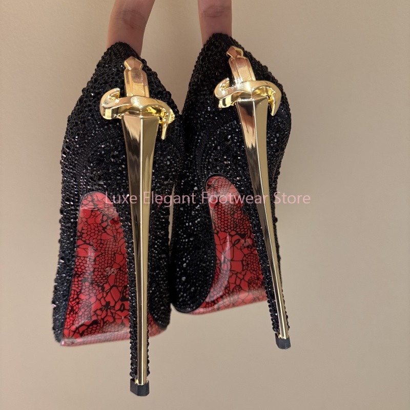 الذهب لامعة كريستال السيف على  - مراجعة Luxury Lifestyle Shoes وسعره