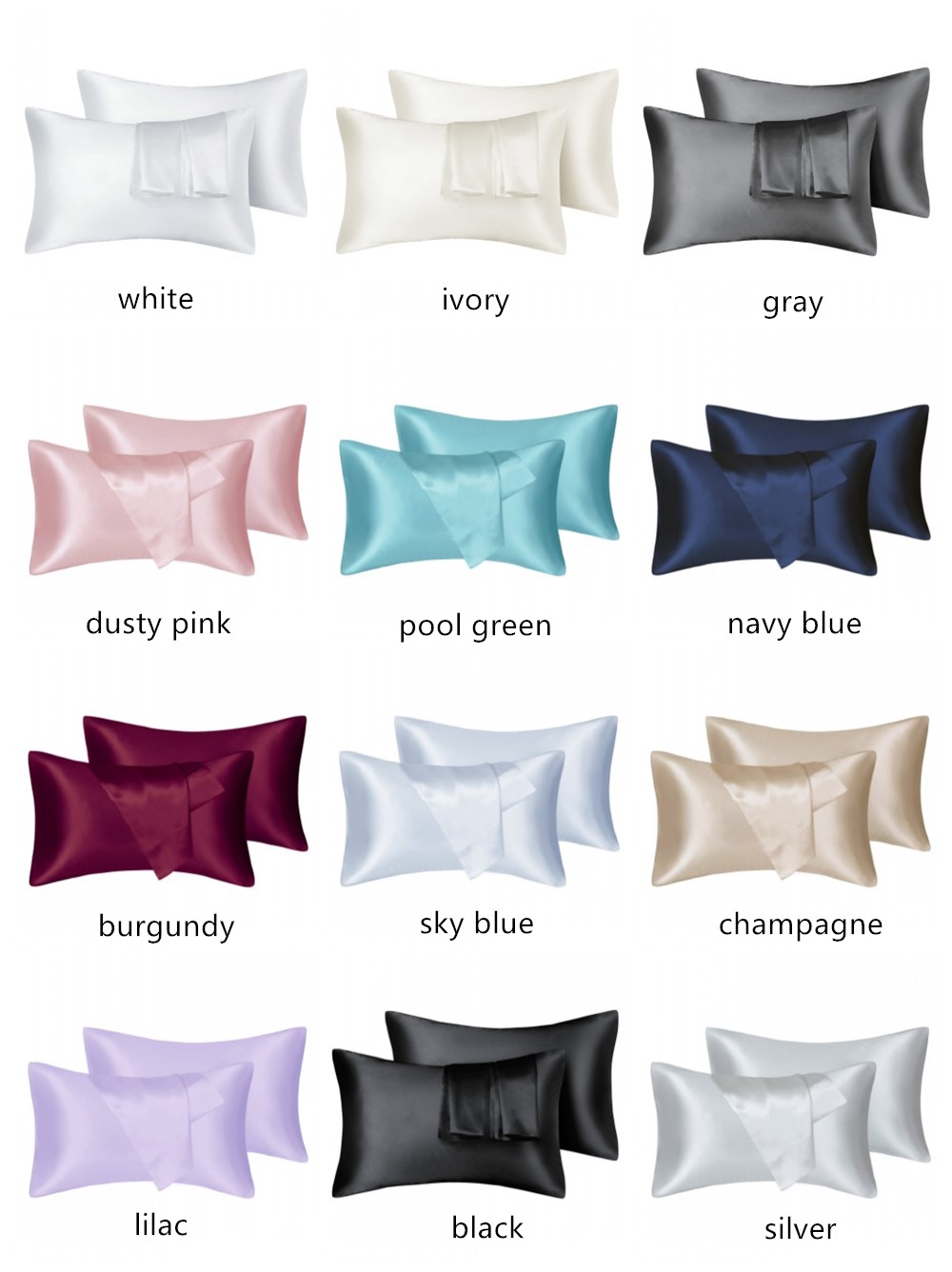 2 قطعة/الوحدة الصلبة حريري الس - مراجعة Silk Pillowcase Set وسعره